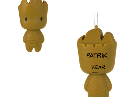 Personalized Groot Marvel Christmas ornament with custom name and year.