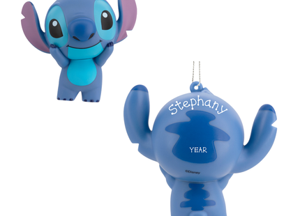 Personalized Stitch Christmas ornament featuring Disney Stitch with custom name and year.