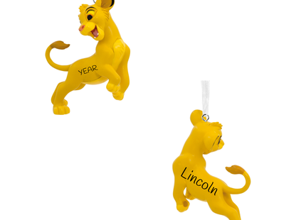 Personalized Simba Lion King Christmas ornament with custom name and year.