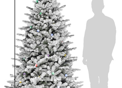 Pre-lit Large Bulb Snow Flocked Grand Noble Fir with Metal Stand - Instant Connect Feature