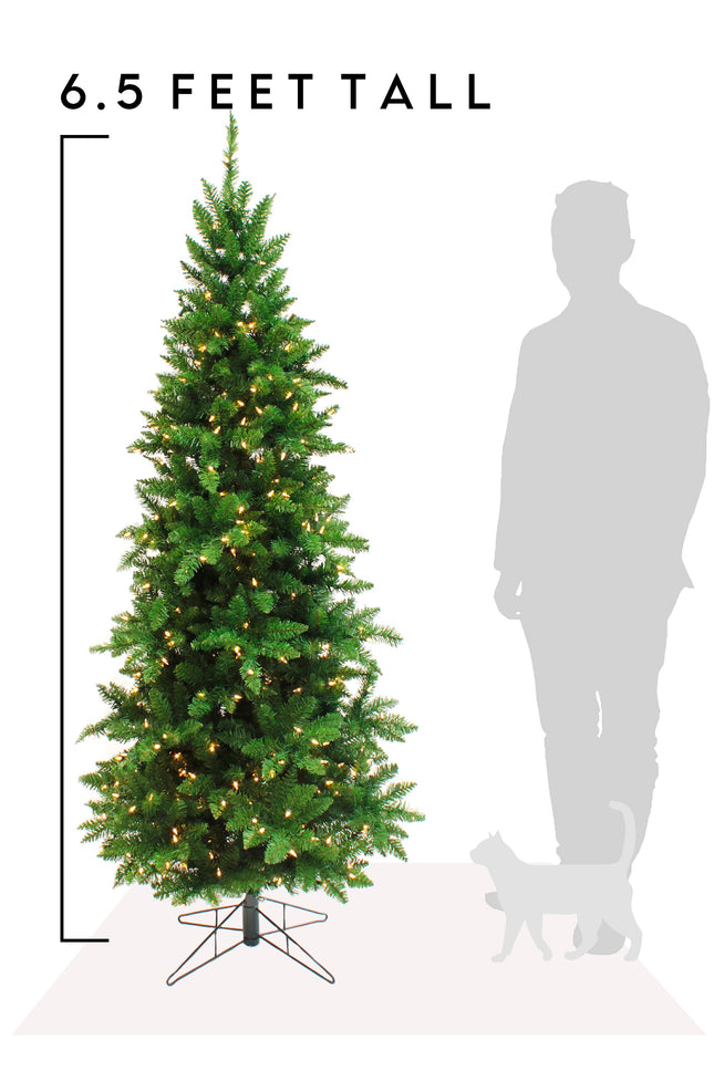 Prelit Slim Pencil Spruce Christmas Tree with Warm White Lights