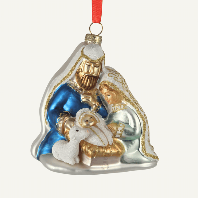 Blown Glass Holy Family Christmas Ornament