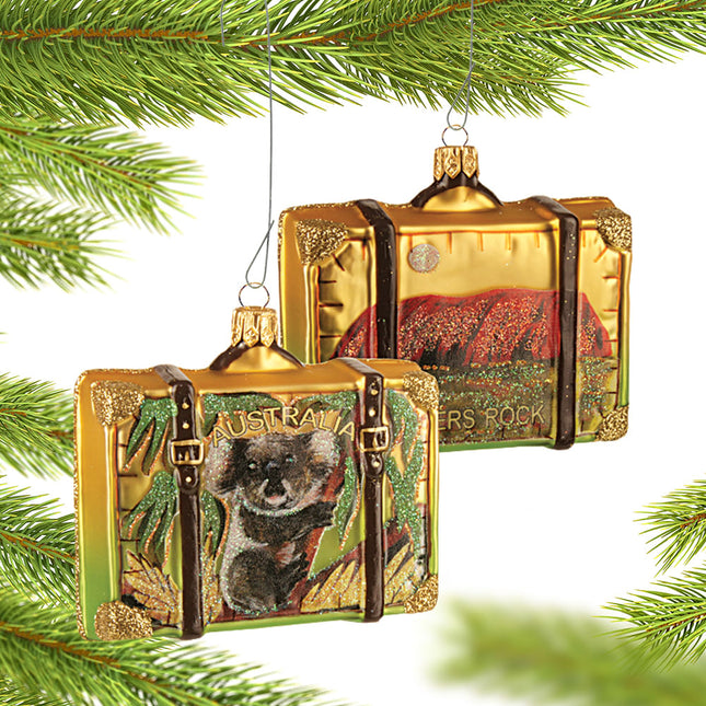 decorative personalized australia travel suitcase christmas ornament – Christmas ornament, holiday tree decoration or gift