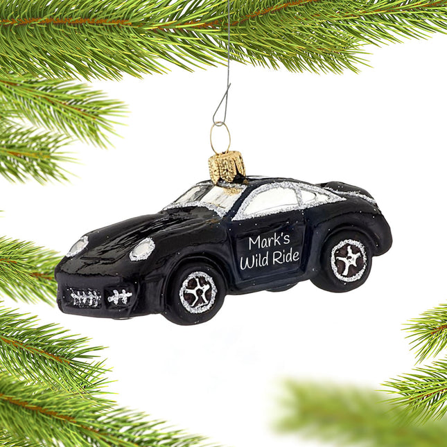 decorative personalized black sports car christmas ornament – Christmas ornament, holiday tree decoration or gift