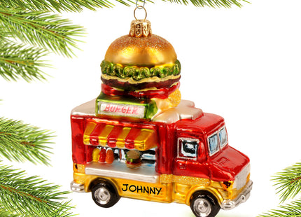 engraved personalized burger truck christmas ornament – Christmas ornament, holiday tree decoration or gift