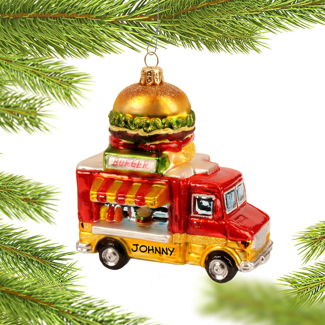 engraved personalized burger truck christmas ornament – Christmas ornament, holiday tree decoration or gift