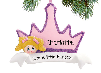 personalized personalized princess crown girl christmas ornament – Christmas ornament, holiday tree decoration or gift