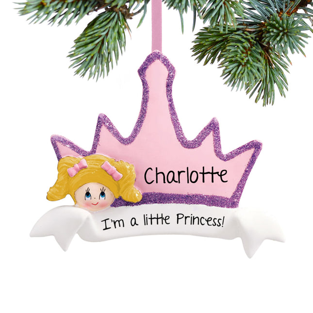 personalized personalized princess crown girl christmas ornament – Christmas ornament, holiday tree decoration or gift