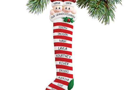 custom personalized candy cane stocking christmas ornament – Christmas ornament, holiday tree decoration or gift