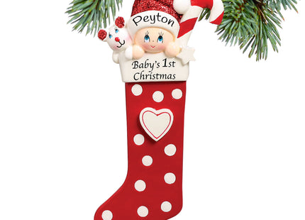 personalized personalized baby's first christmas stocking red christmas ornament – Christmas ornament, holiday tree decoratio