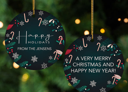 keepsake personalized happy holidays candy cane christmas ornament – Christmas ornament, holiday tree decoration or gift