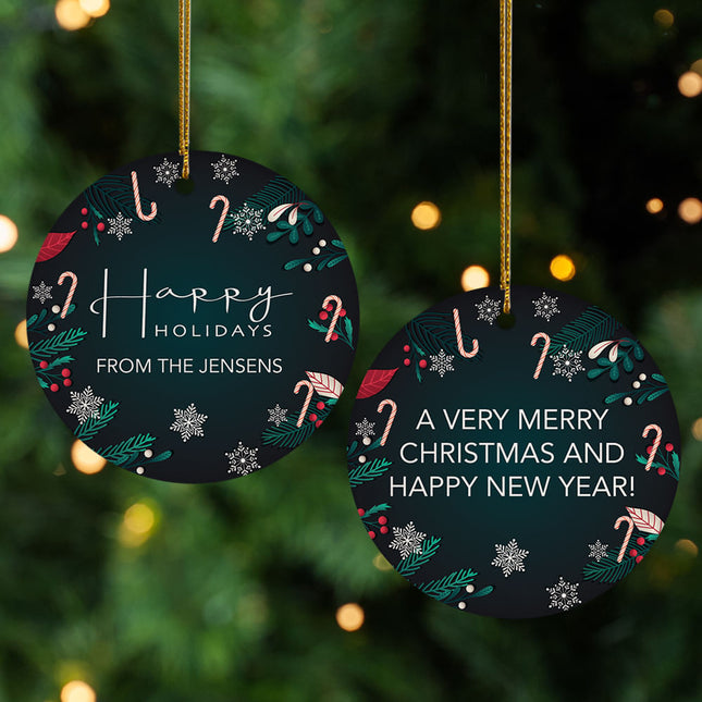 keepsake personalized happy holidays candy cane christmas ornament – Christmas ornament, holiday tree decoration or gift