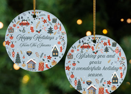 holiday personalized happy holidays christmas ornament – Christmas ornament, holiday tree decoration or gift