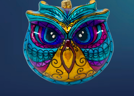 Jewel Owl Polish Glass Ornament