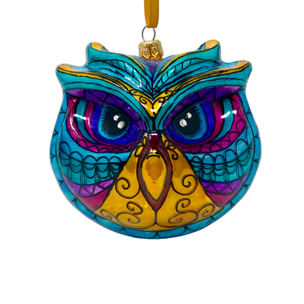 Jewel Owl Polish Glass Ornament