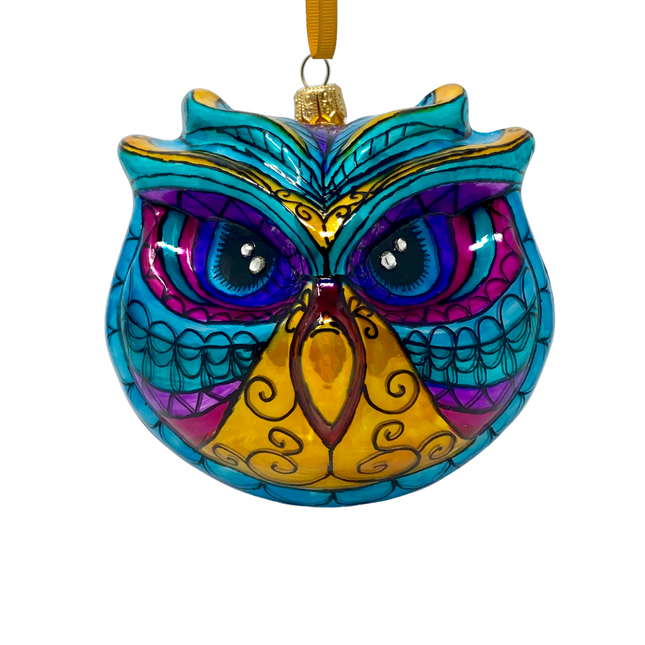 Jewel Owl Polish Glass Ornament