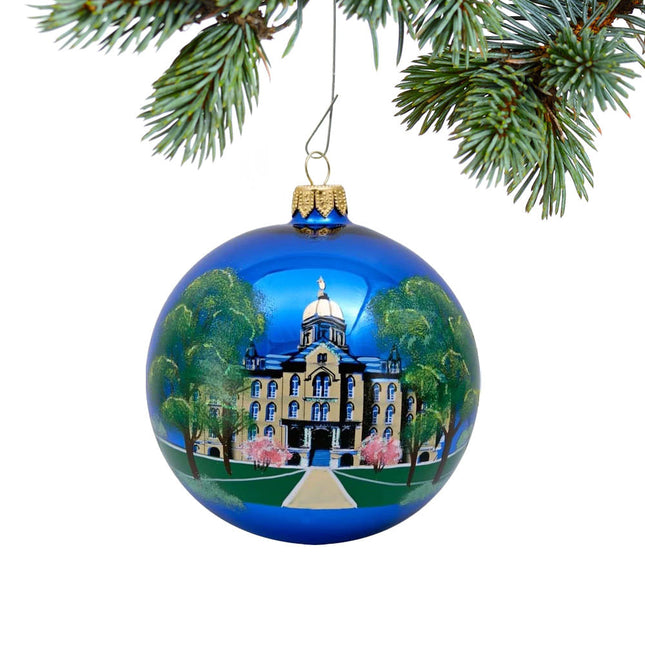 Notre Dame Campus Round Ball Glass Christmas Ornament