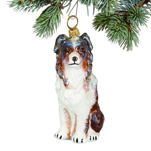 Australian Shepherd Glass Christmas Ornament