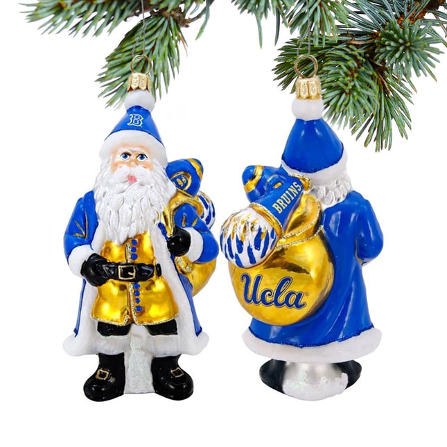 UCLA Collegiate Santa Glass Christmas Ornament