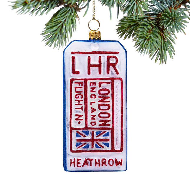 Luggage Tag Glass Christmas Ornament