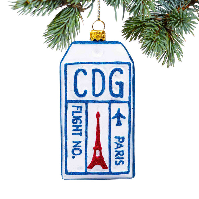 Luggage Tag Glass Christmas Ornament