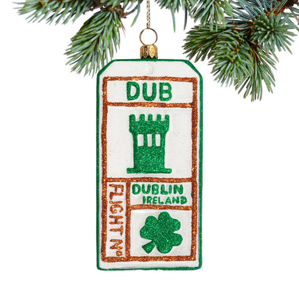Luggage Tag Glass Christmas Ornament