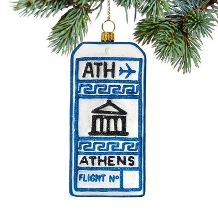 Luggage Tag Glass Christmas Ornament
