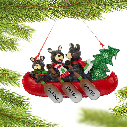 Bear Canoe Family 3 Ornament