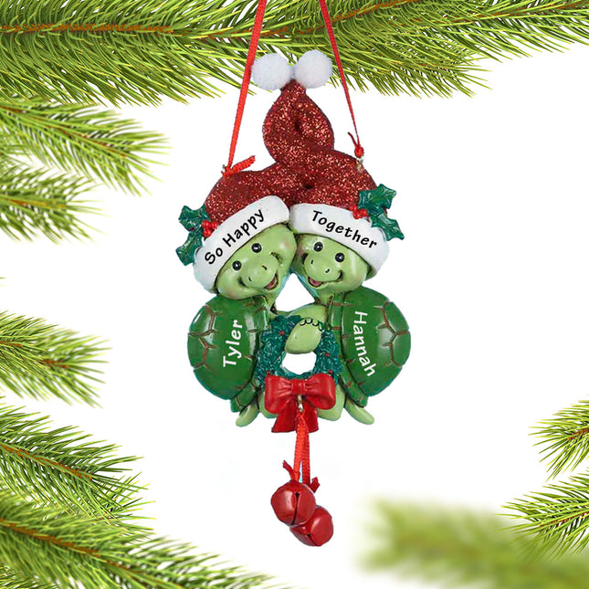 holiday personalized turtle couple christmas ornament – Christmas ornament, holiday tree decoration or gift