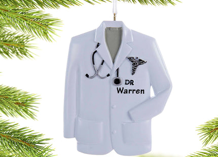 holiday personalized doctor lab coat with caduceus symbol christmas ornament – Christmas ornament, holiday tree decoration or