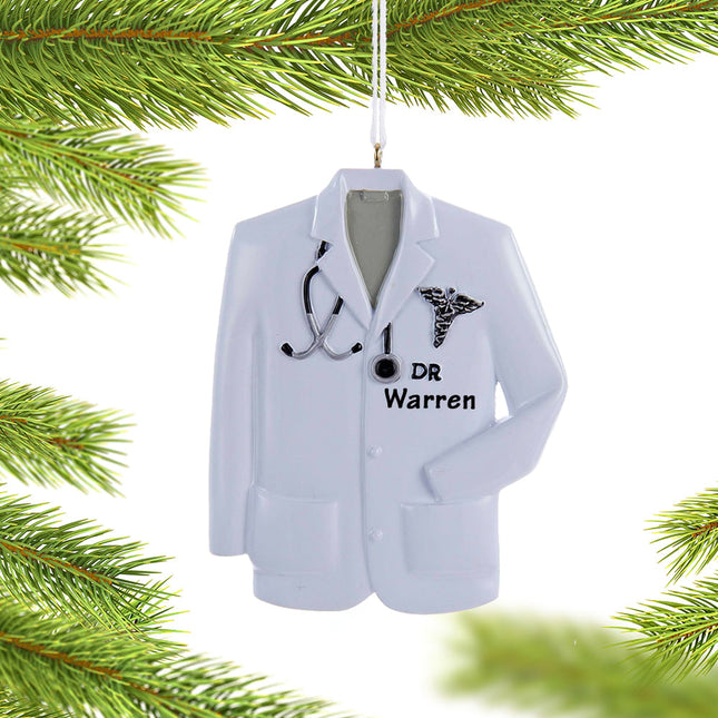 holiday personalized doctor lab coat with caduceus symbol christmas ornament – Christmas ornament, holiday tree decoration or