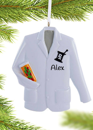 Pharmacist Lab Coat with Prescription Recipe Symbol Ornament  by KURT ADLER Ornament