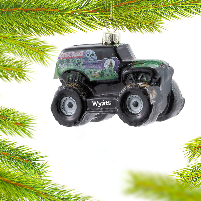 decorative personalized monster jam grave digger monster truck christmas ornament – Christmas ornament, holiday tree decorati