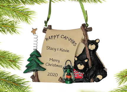 holiday personalized happy campers bears in tent christmas ornament – Christmas ornament, holiday tree decoration or gift