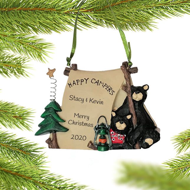 holiday personalized happy campers bears in tent christmas ornament – Christmas ornament, holiday tree decoration or gift