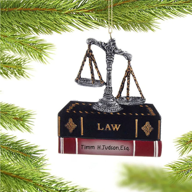 keepsake personalized lawyer justice scales and books christmas ornament – Christmas ornament, holiday tree decoration or gif