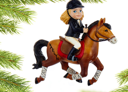personalized personalized young equestrian horse rider - brown horse christmas ornament – Christmas ornament, holiday tree de