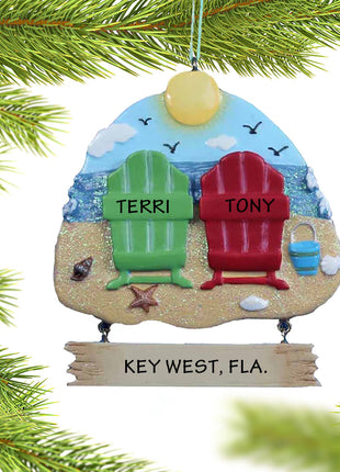 Adirondack Beach Chairs 2 Ornament  by KURT ADLER Ornament