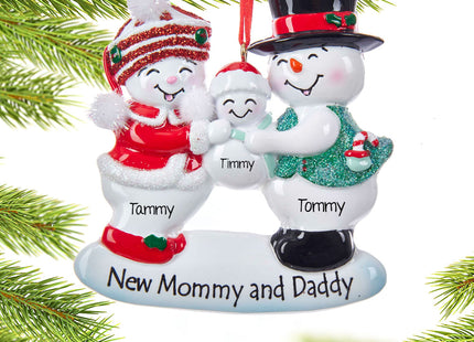 holiday personalized new mommy and daddy family christmas ornament – Christmas ornament, holiday tree decoration or gift