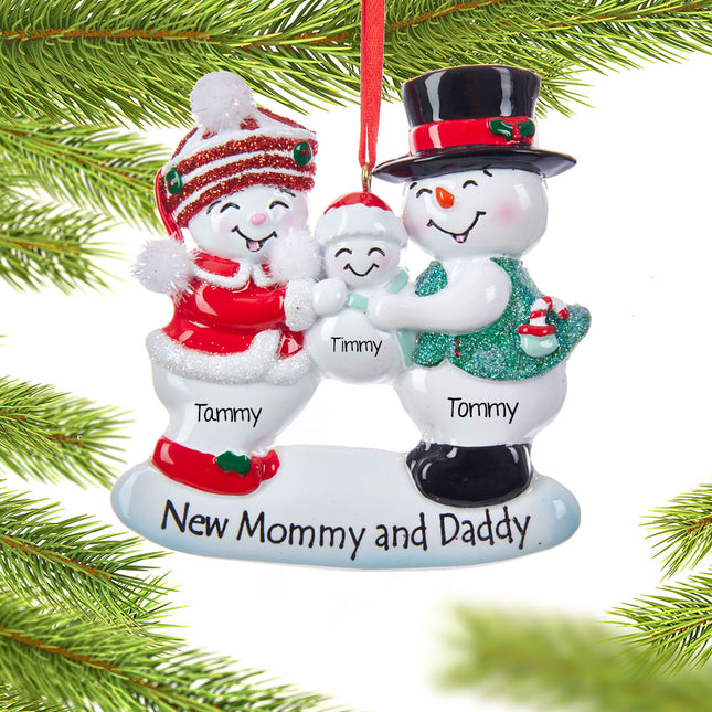 holiday personalized new mommy and daddy family christmas ornament – Christmas ornament, holiday tree decoration or gift