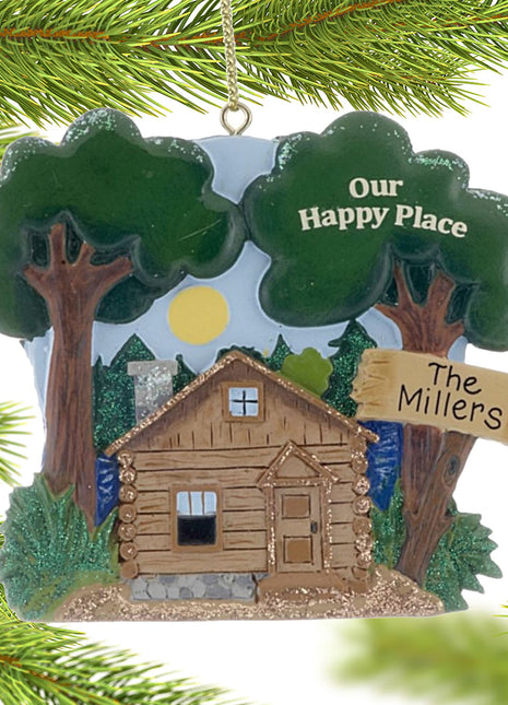 Our Happy Place Cabin Ornament  by KURT ADLER Ornament