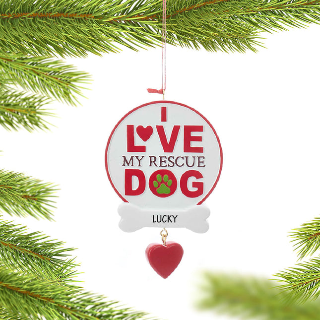 I Love My Rescue Dog Ornament