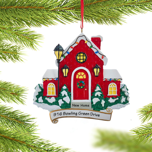 engraved personalized new home red house christmas ornament – Christmas ornament, holiday tree decoration or gift