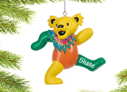 personalized personalized grateful dead dancing bear - yellow, green and orange christmas ornament – Christmas ornament, holi