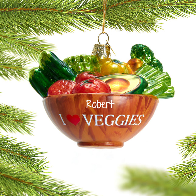 holiday personalized i love veggies bowl christmas ornament – Christmas ornament, holiday tree decoration or gift