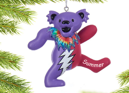 decorative personalized grateful dead dancing bear - pink and purple christmas ornament – Christmas ornament, holiday tree de