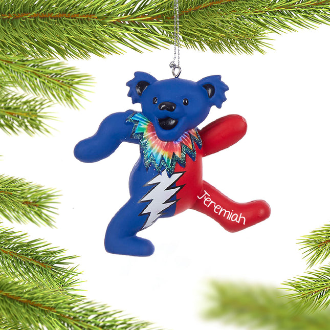 Grateful Dead Dancing Bear - Blue and Red Ornament