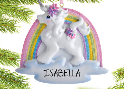custom personalized unicorn with rainbow christmas ornament – Christmas ornament, holiday tree decoration or gift
