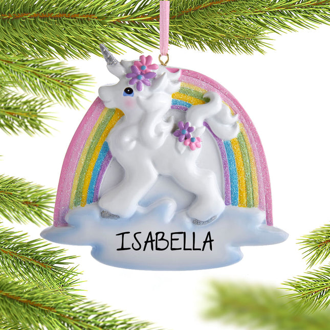 custom personalized unicorn with rainbow christmas ornament – Christmas ornament, holiday tree decoration or gift