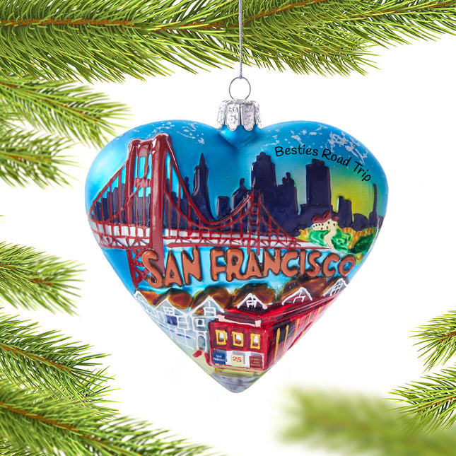 decorative personalized san francisco heart cityscape christmas ornament – Christmas ornament, holiday tree decoration or gif